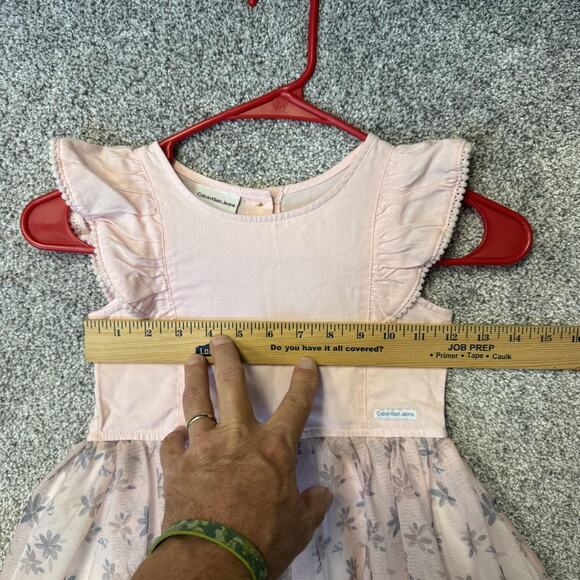 Calvin Klein Jeans Dress Girls Sz 5 Pink Pastel Princess Fairycore Tulle Floral - Picture 3 of 11